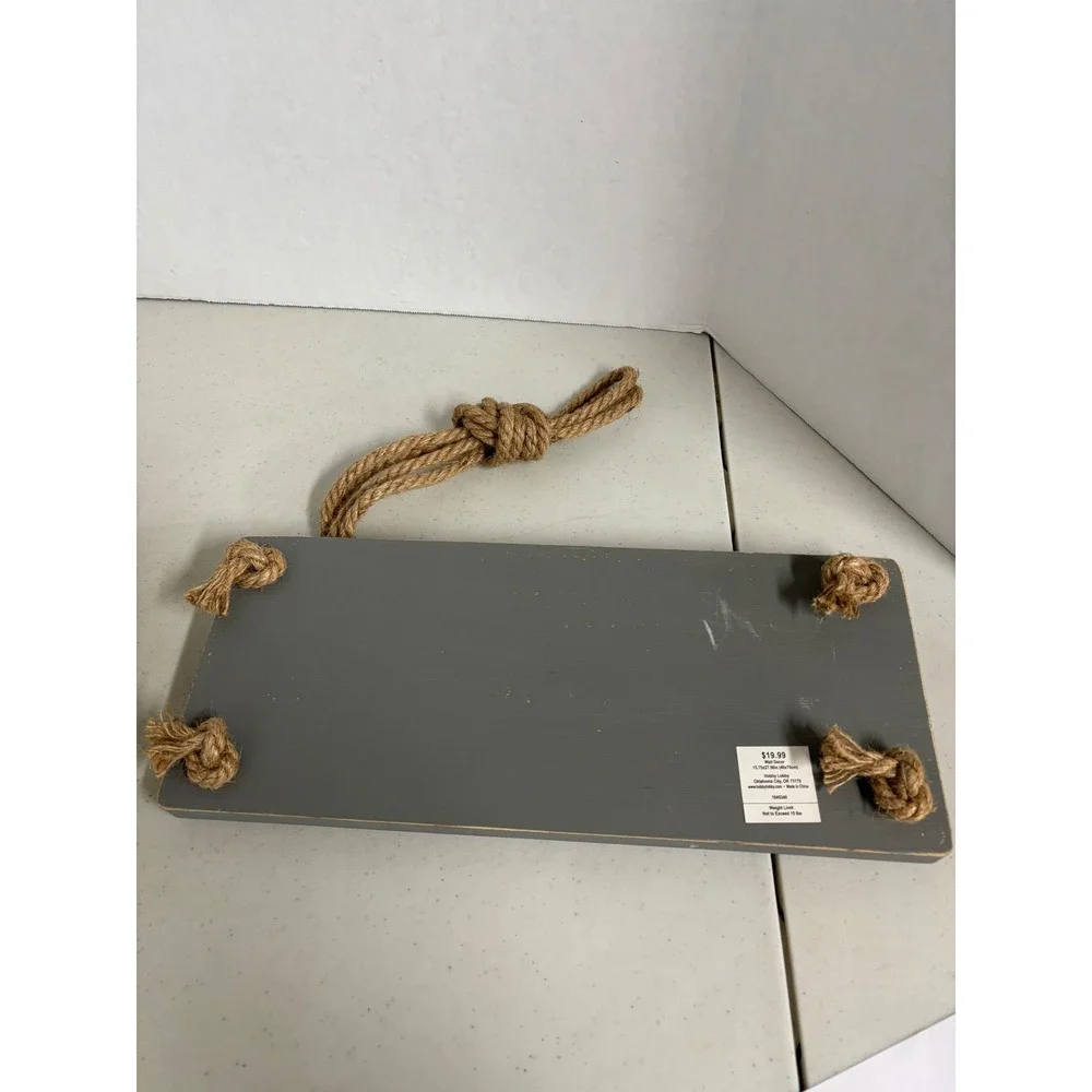 Hobby Lobby Rustic Gray Wood Hanging‎ Rope Wall Shelf 15.75in 1645340